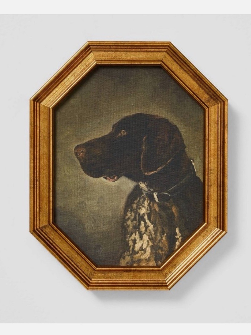 NWT Threshold Vintage-Style Dog Portrait Canvas Print in Brown